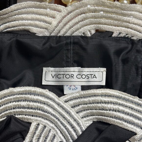 Vintage Victor Costa Black Strapless Gown w/ Statement Braided Bodice & Bow – Si - Picture 11 of 12